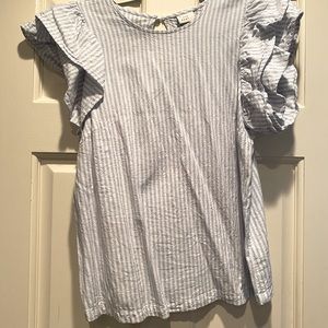 Light blue and white striped shirt with fun sleeves. Target. Size medium.